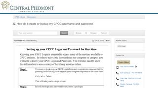 
                            9. How do I create or lookup my CPCC username and password ...