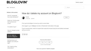 
                            2. How do I delete my account on Bloglovin? – Help