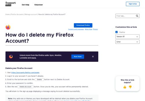 
                            13. How do I delete my Firefox Account? | Mozilla Support