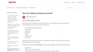 
                            4. How do I delete my Quora account? – Quora Help Center