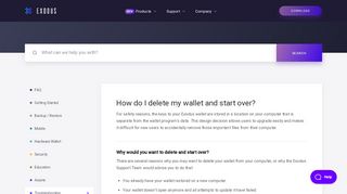 
                            5. How do I delete my wallet and start over? - Exodus Support