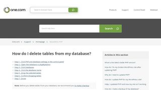 
                            10. How do I delete tables from my database? – Support | One.com