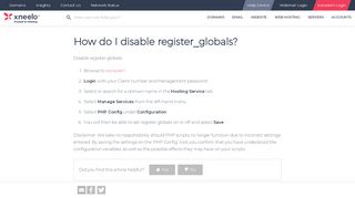 
                            12. How do I disable register_globals? - Hetzner Help Centre