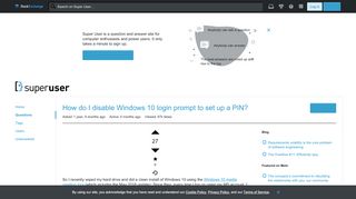 
                            11. How do I disable Windows 10 login prompt to set up a PIN? - Super User