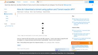 
                            9. How do I download a torrent using python and Torrent reactor API ...