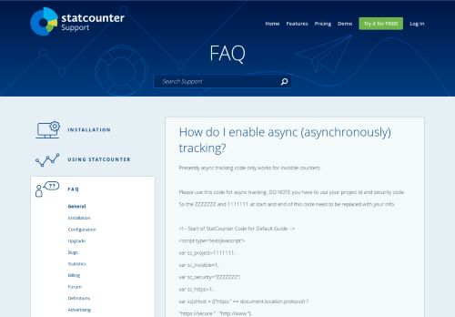 
                            6. How do I enable async (asynchronously) tracking? - Statcounter