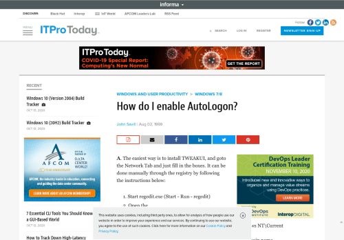 
                            9. How do I enable AutoLogon? | IT Pro