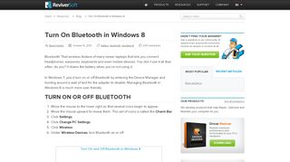 
                            11. How do I Enable Bluetooth in Windows 8? - ReviverSoft