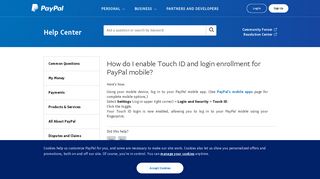 
                            7. How do I enable Touch ID and login enrollment for PayPal mobile?