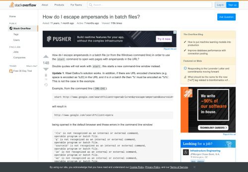 
                            12. How do I escape ampersands in batch files? - Stack Overflow
