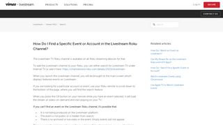 
                            2. How Do I Find a Specific Event or Account in the Livestream Roku ...