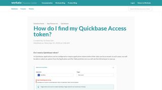 
                            10. How do I find my Quickbase Access token? : Workato Success Center