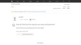 
                            1. how do i find my time capsule user name a… - Apple Community