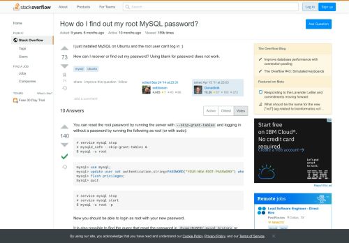 
                            12. How do I find out my root MySQL password? - Stack Overflow