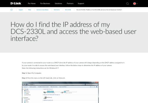 
                            7. How do I find the IP address of my DCS-2330L and access ... - D-Link