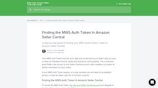 
                            5. How do I find the MWS Auth Token in my Seller Central Account ...