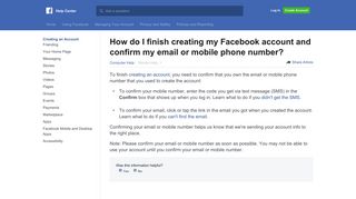 
                            1. How do I finish creating my Facebook account and confirm my email ...