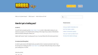 
                            1. How do I get a trading pass? – Habbo.com Customer Support