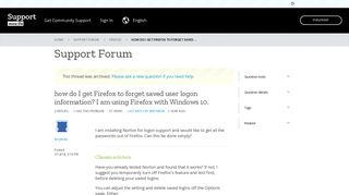 
                            8. how do I get Firefox to forget saved user logon information? I am using ...