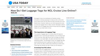 
                            10. How Do I Get Luggage Tags for NCL Cruise Line Online? | USA Today