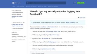 
                            6. How do I get my security code for logging into Facebook ...