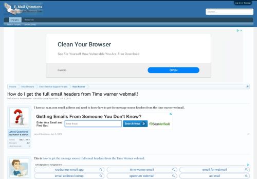 
                            12. How do I get the full email headers from Time warner webmail ...
