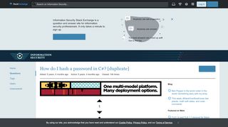 
                            10. How do I hash a password in C#? - Information Security Stack Exchange