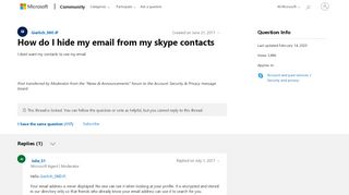 
                            2. How do I hide my email from my skype contacts - Microsoft Community