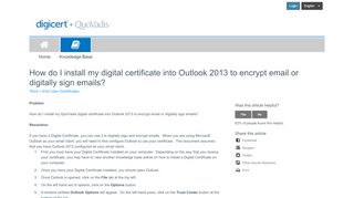 
                            11. How do I install my digital certificate into Outlook 2013 to ...