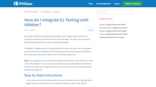 
                            6. How do I integrate Ez Texting with AWeber? – AWeber Knowledge Base