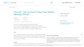 
                            1. How Do I 'Join as Guest' Using Cisco Webex Meetings Online?