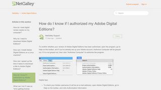 
                            12. How do I know if I authorized my Adobe Digital Editions? – NetGalley