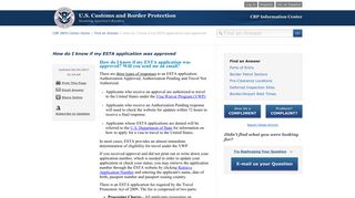 
                            2. How do I know if my ESTA application was approved - CBP Info Center