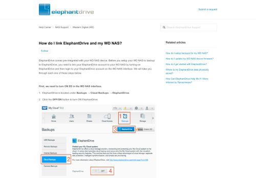 
                            6. How do I link ElephantDrive and my WD NAS? – Help Center