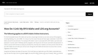 
                            12. How Do I Link My BYU-Idaho and LDS.org Accounts? | Other | I-Learn ...