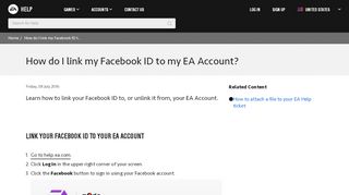 
                            5. How do I link my Facebook ID to my EA Account? - EA Help