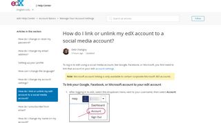 
                            10. How do I link or unlink my edX account to a social media account ...