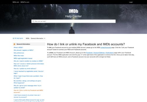 
                            6. How do I link or unlink my Facebook and IMDb accounts? - IMDb | Help