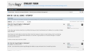 
                            2. How do I log all logins / attempts? - Synology Forum