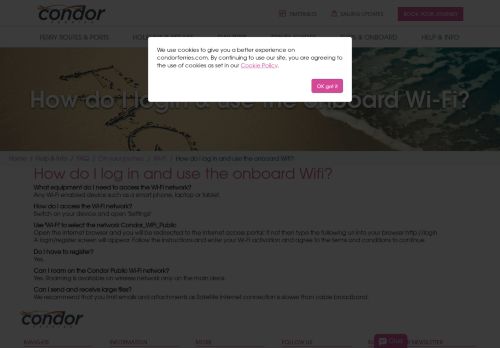 
                            10. How do I log in and use the onboard Wifi? - Condor Ferries