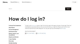 
                            13. How do I log in? - Klarna US