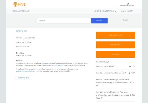 
                            5. How do I log in online? | FAQs | Hive Home