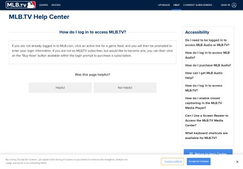 
                            11. How do I log in to access MLB.TV? - MLB.com