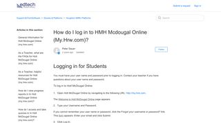 
                            3. How do I log in to HMH Mcdougal Online (My.Hrw.com)? – Support ...