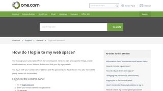 
                            12. How do I log in to my web space? – Support | One.com