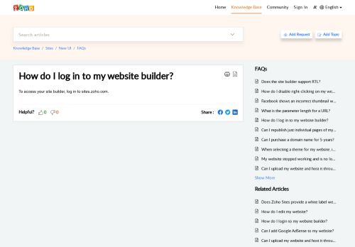 
                            6. How do I log in to my website builder? - Zoho Cares