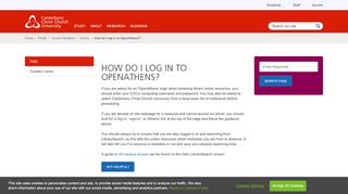 
                            6. How do I log in to OpenAthens? - Canterbury Christ Church University