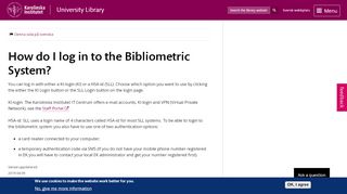 
                            13. How do I log in to the Bibliometric System? - KiB - Karolinska Institutet