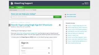 
                            5. How do I log in using Single Sign-On? (Premium) : GlassFrog Support