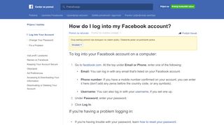 
                            9. How do I log into my Facebook account? | Facebookov centar za ...